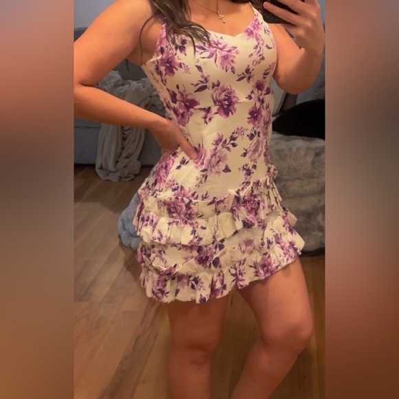 DO+BE Purple and White Floral Dress - Picture 1 of 4